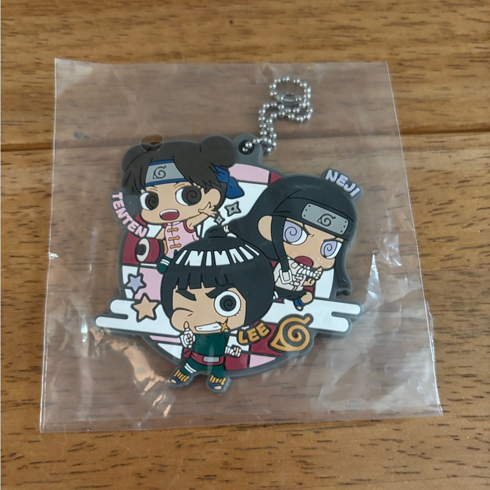 NARUTO Shippuden Rubber Mascot Buddy Lee Tenten Neji Kankurou Keychain Anime